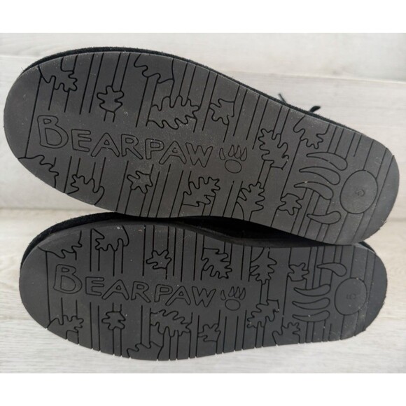 Bearpaw Boshie Black Suede Knit Sheepskin Wool Buckle Boots Youth Size 5 - Picture 8 of 8